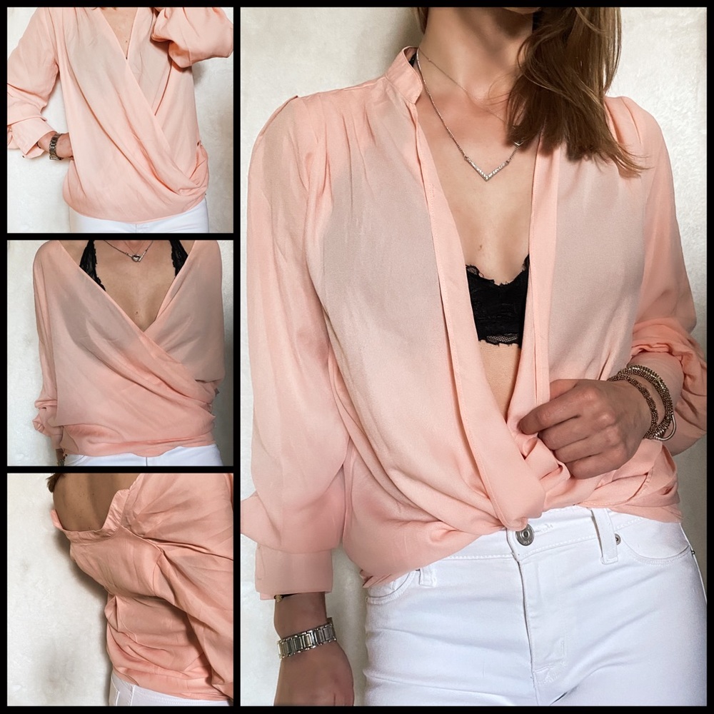Trendy Long Sleeve Blouse In Blush